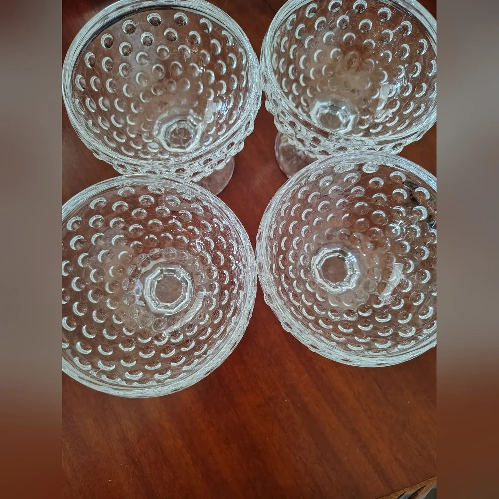 L. E. Smith Company Hobnail Ice Cream/ Sherbet Clear Glass Bowl Vintage
